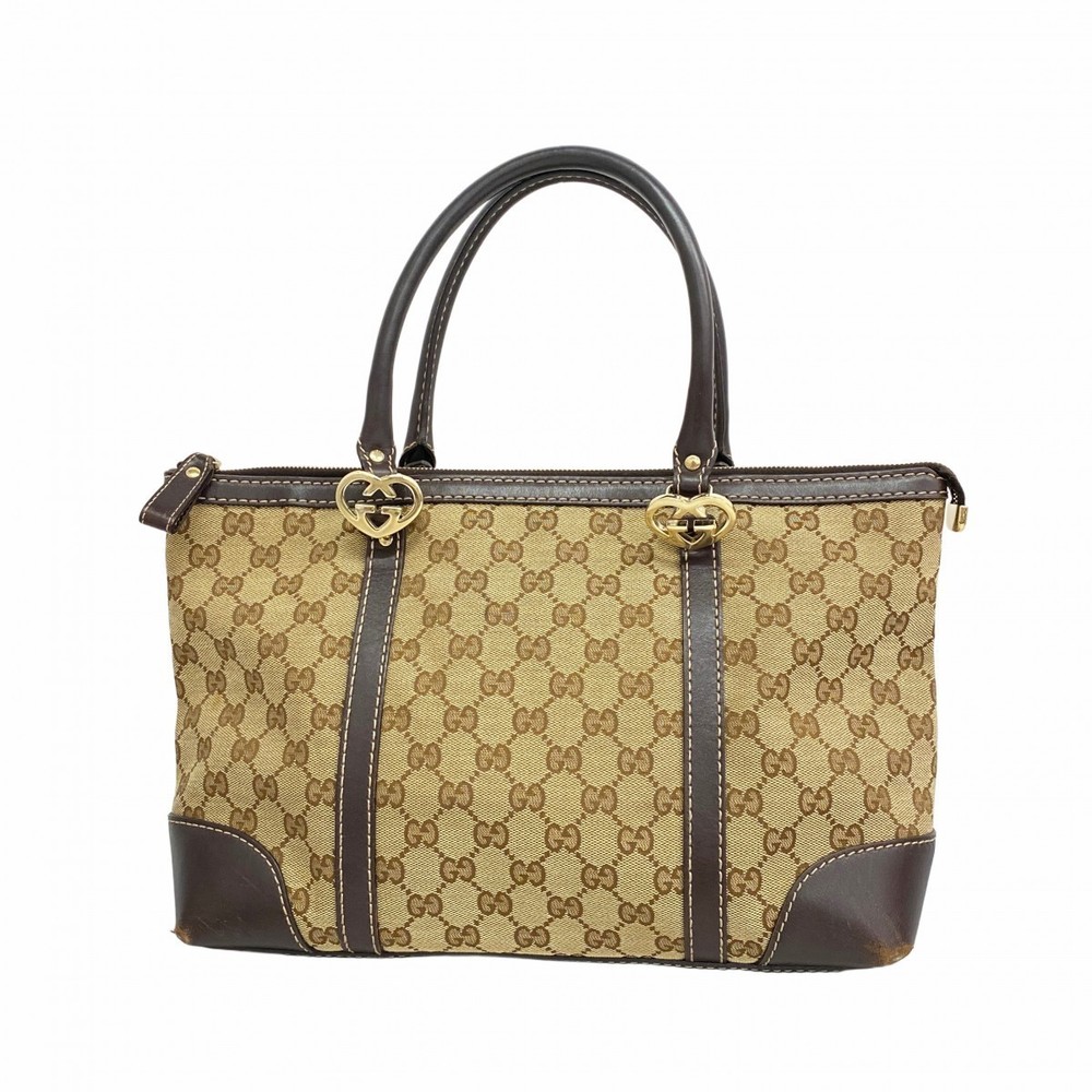 Gucci Gg Lovely Canvas Bag Brown Tote S - Gem